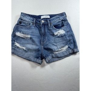 KanCan Denim Shorts SZ S Women’s Cuffed Distressed Blue Jeans Summer